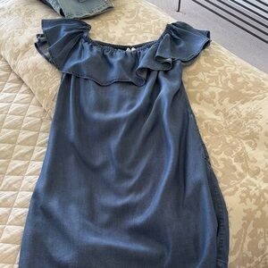 Tommy Bahama Blue Off-Shoulder Ruffle Mini Dress